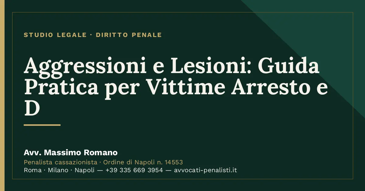 Aggressioni e Lesioni: Guida Pratica per Vittime Arresto e D — scheda dello Studio Legale Avv. Massimo Romano