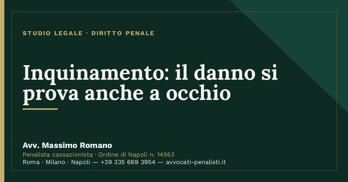 Inquinamento: il danno si prova anche a occhio — scheda dello Studio Legale Avv. Massimo Romano