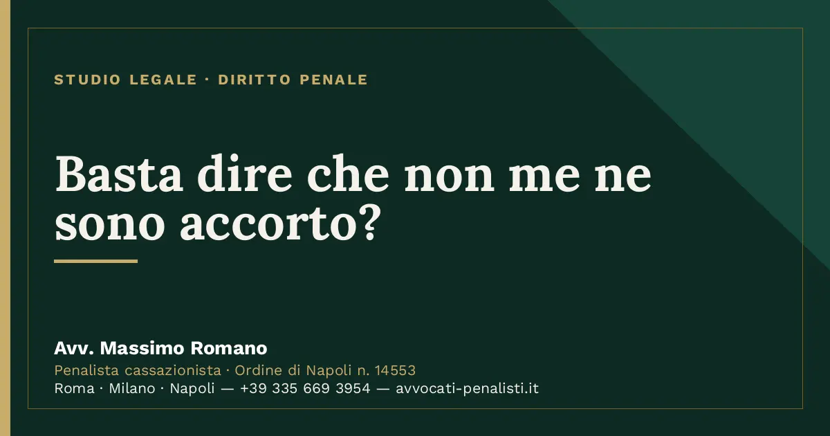 Basta dire che non me ne sono accorto? — scheda dello Studio Legale Avv. Massimo Romano
