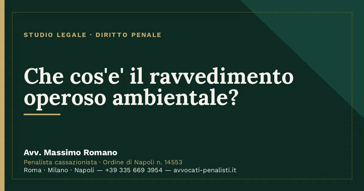 Che cos'e' il ravvedimento operoso ambientale? — scheda dello Studio Legale Avv. Massimo Romano