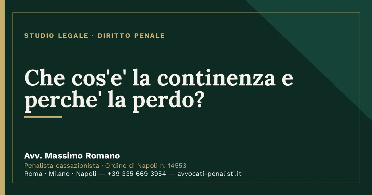 Che cos'e' la continenza e perche' la perdo? — scheda dello Studio Legale Avv. Massimo Romano