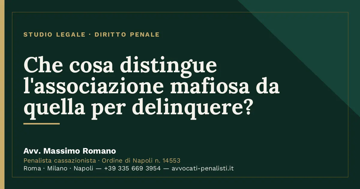 Che cosa distingue l'associazione mafiosa da quella per delinquere? — scheda dello Studio Legale Avv. Massimo Romano