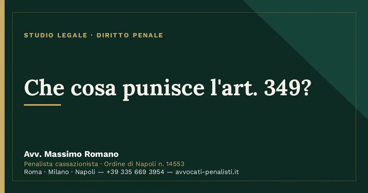 Che cosa punisce l'art. 349? — scheda dello Studio Legale Avv. Massimo Romano