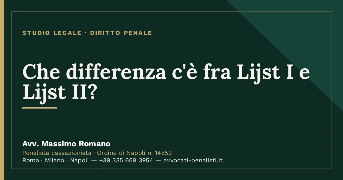 Che differenza c'è fra Lijst I e Lijst II? — scheda dello Studio Legale Avv. Massimo Romano