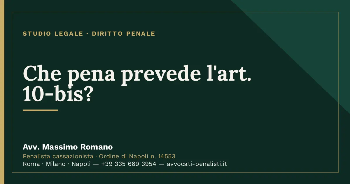 Che pena prevede l'art. 10-bis? — scheda dello Studio Legale Avv. Massimo Romano