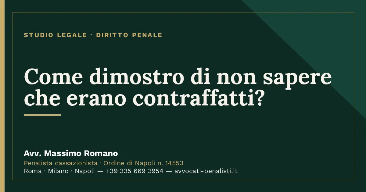 Come dimostro di non sapere che erano contraffatti? — scheda dello Studio Legale Avv. Massimo Romano