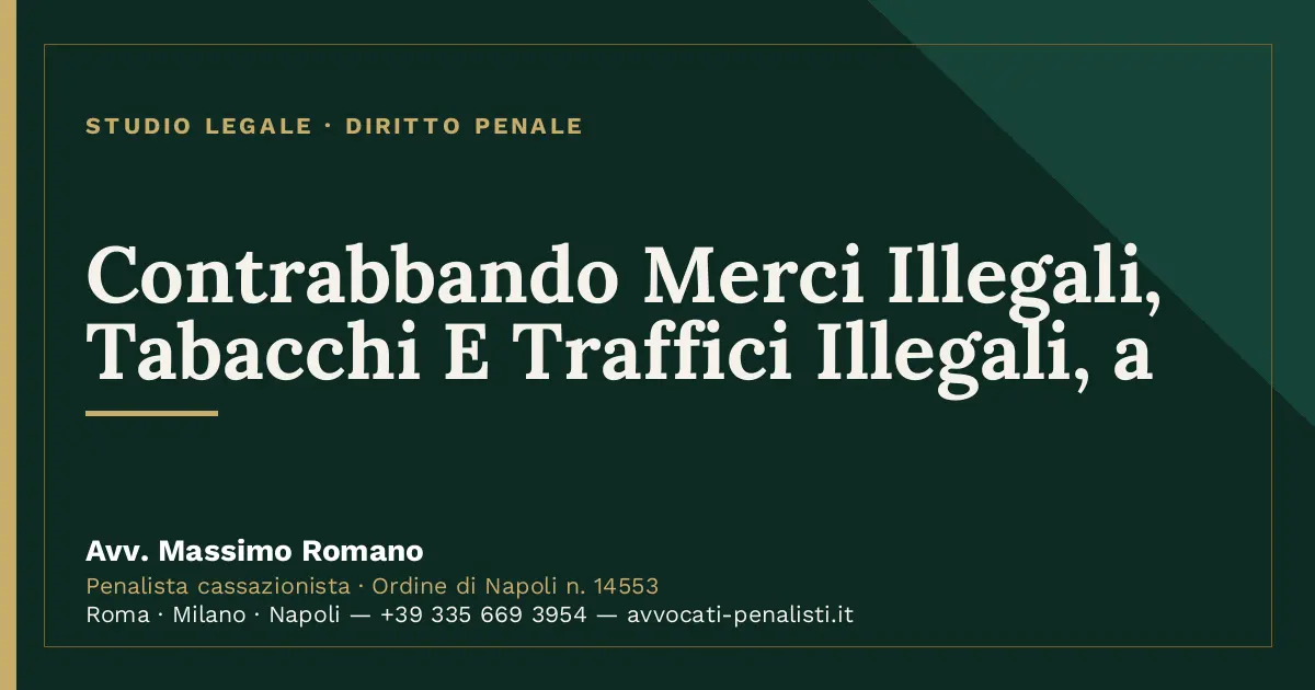 Contrabbando Merci Illegali, Tabacchi E Traffici Illegali, a — scheda dello Studio Legale Avv. Massimo Romano