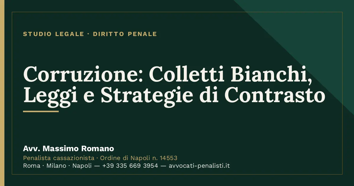 Corruzione: Colletti Bianchi, Leggi e Strategie di Contrasto — scheda dello Studio Legale Avv. Massimo Romano