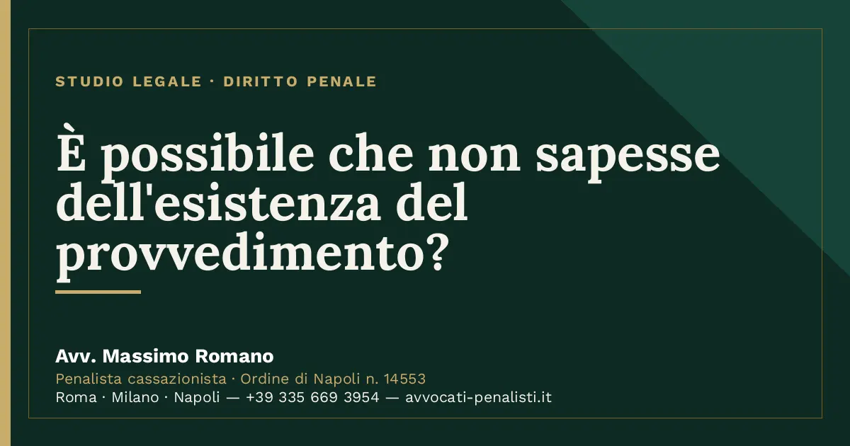 È possibile che non sapesse dell'esistenza del provvedimento? — scheda dello Studio Legale Avv. Massimo Romano