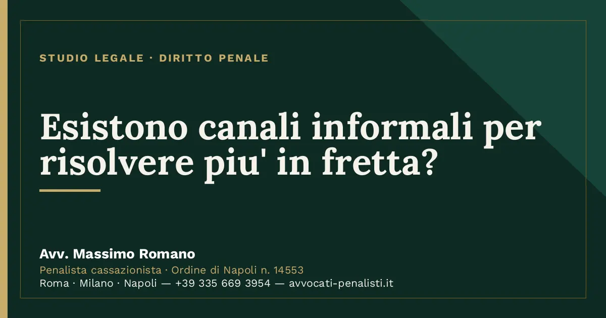 Esistono canali informali per risolvere piu' in fretta? — scheda dello Studio Legale Avv. Massimo Romano