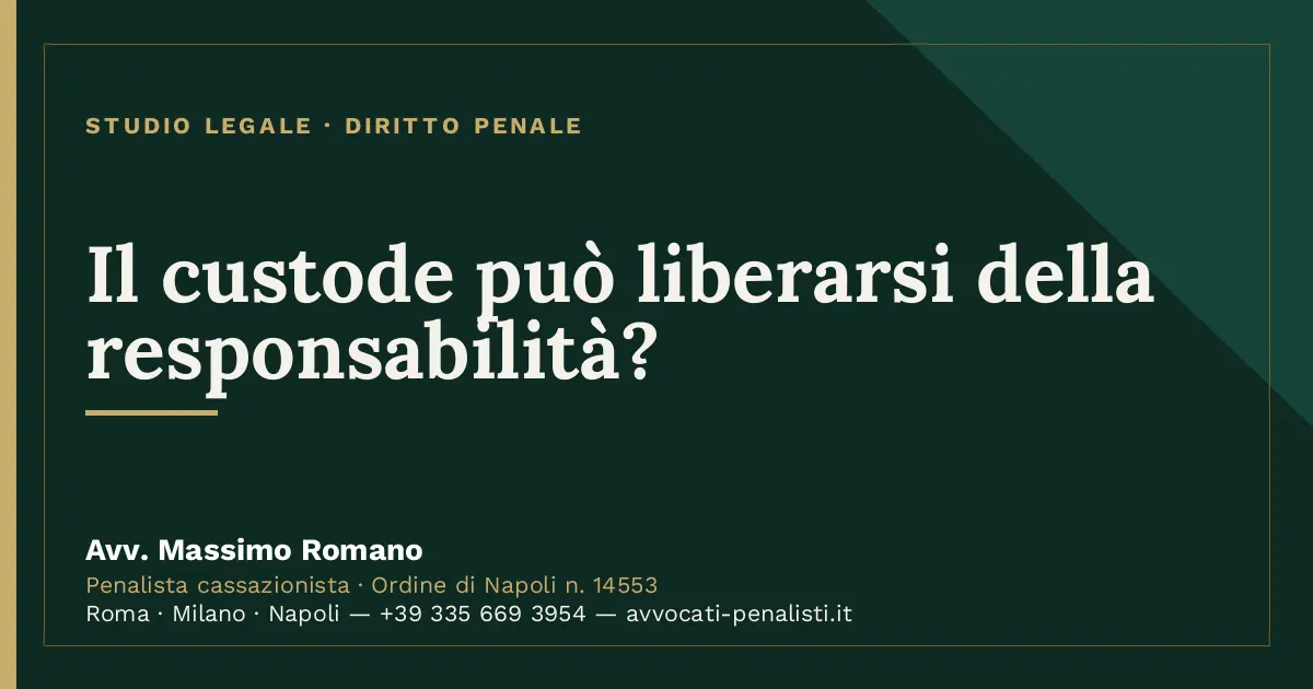 Il custode può liberarsi della responsabilità? — scheda dello Studio Legale Avv. Massimo Romano