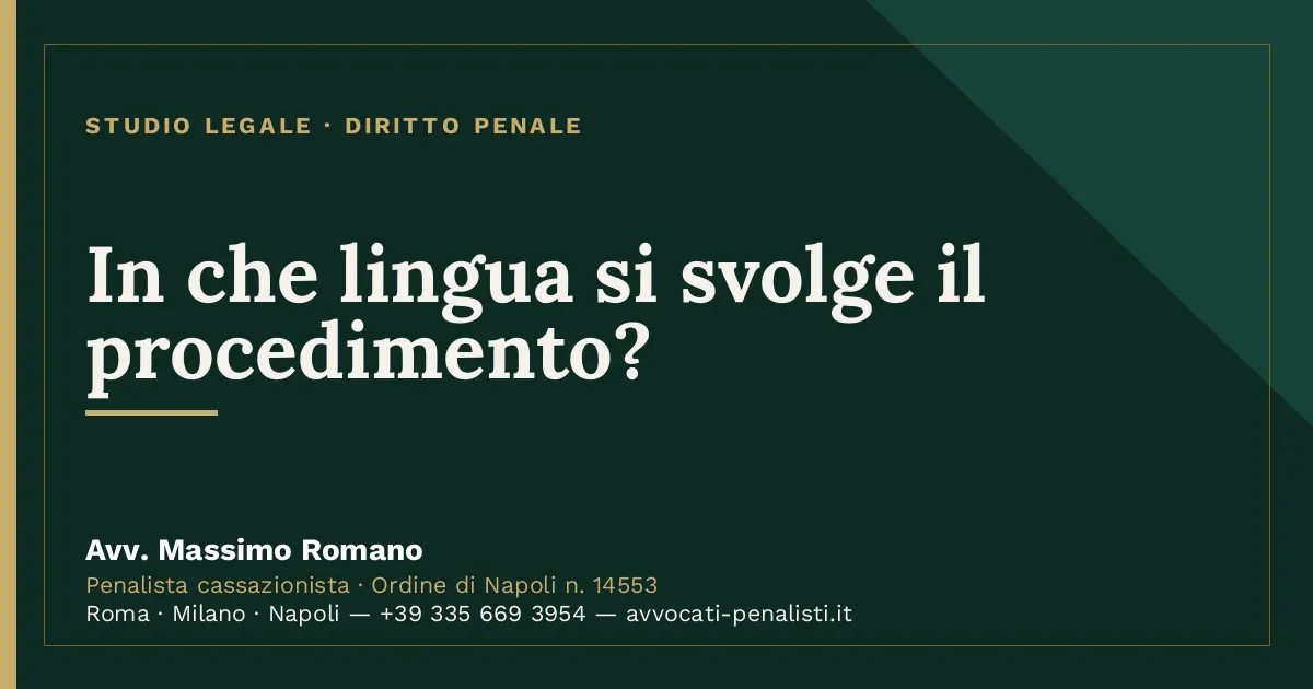 In che lingua si svolge il procedimento? — scheda dello Studio Legale Avv. Massimo Romano