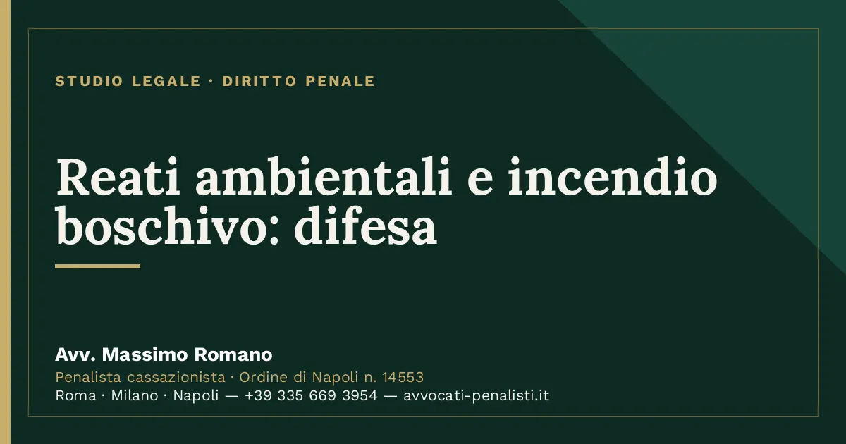 Reati ambientali e incendio boschivo: difesa — scheda dello Studio Legale Avv. Massimo Romano