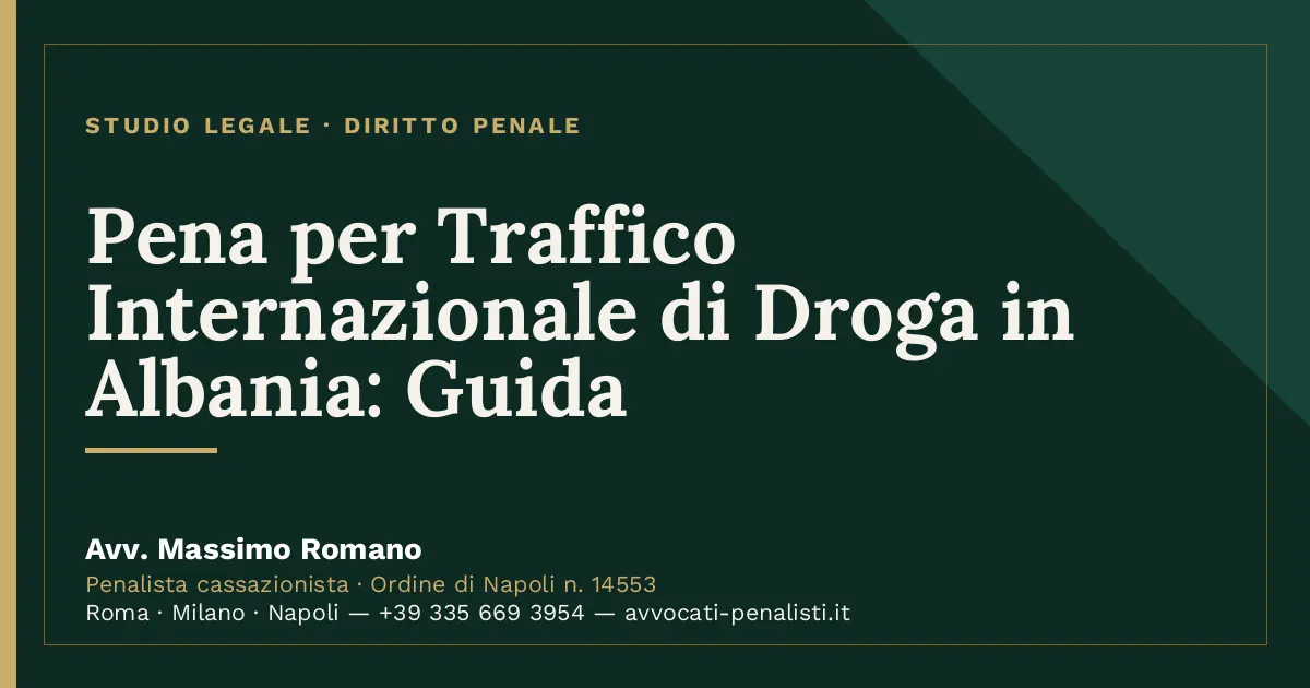 Pena per Traffico Internazionale di Droga in Albania: Guida — scheda dello Studio Legale Avv. Massimo Romano