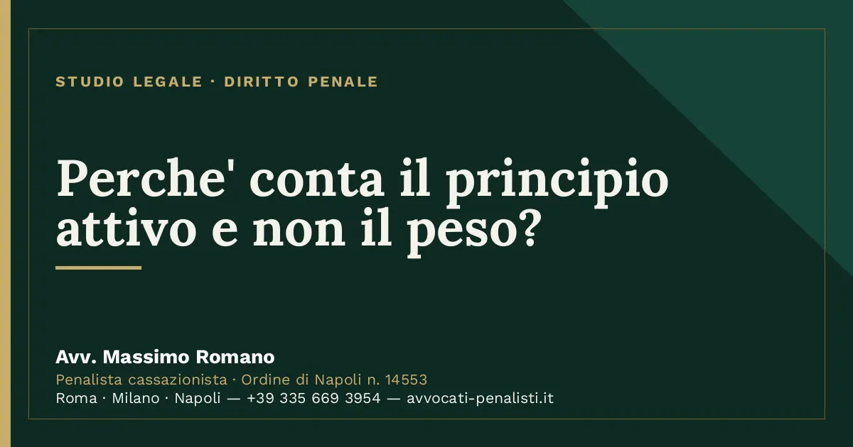 Perche' conta il principio attivo e non il peso? — scheda dello Studio Legale Avv. Massimo Romano