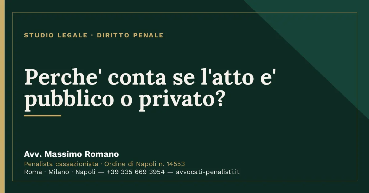 Perche' conta se l'atto e' pubblico o privato? — scheda dello Studio Legale Avv. Massimo Romano
