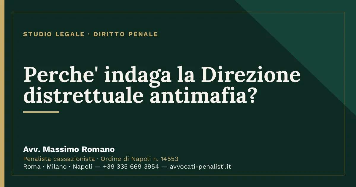Perche' indaga la Direzione distrettuale antimafia? — scheda dello Studio Legale Avv. Massimo Romano