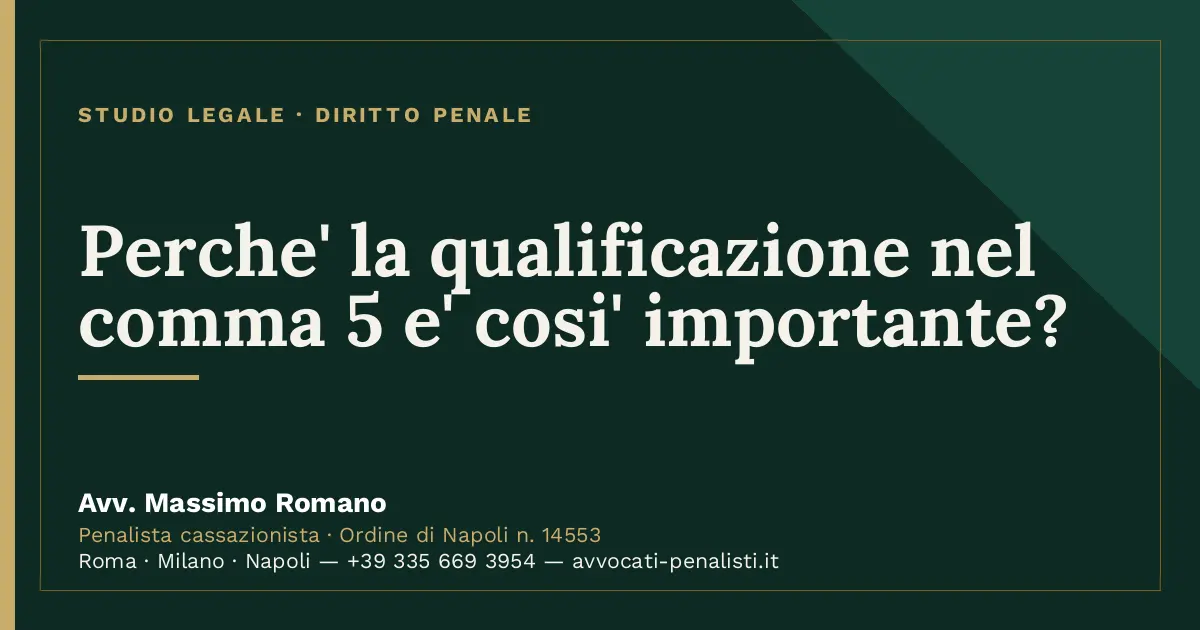 Perche' la qualificazione nel comma 5 e' cosi' importante? — scheda dello Studio Legale Avv. Massimo Romano