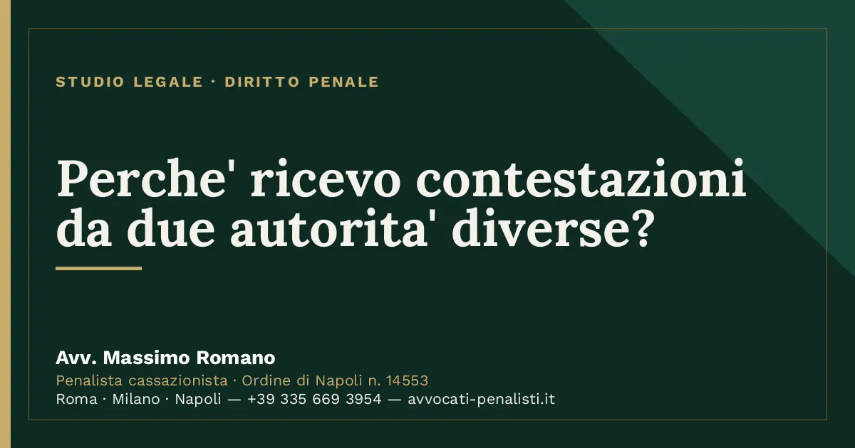 Perche' ricevo contestazioni da due autorita' diverse? — scheda dello Studio Legale Avv. Massimo Romano