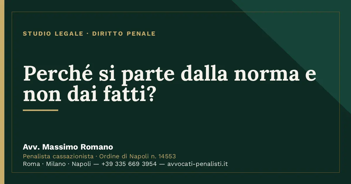 Perché si parte dalla norma e non dai fatti? — scheda dello Studio Legale Avv. Massimo Romano