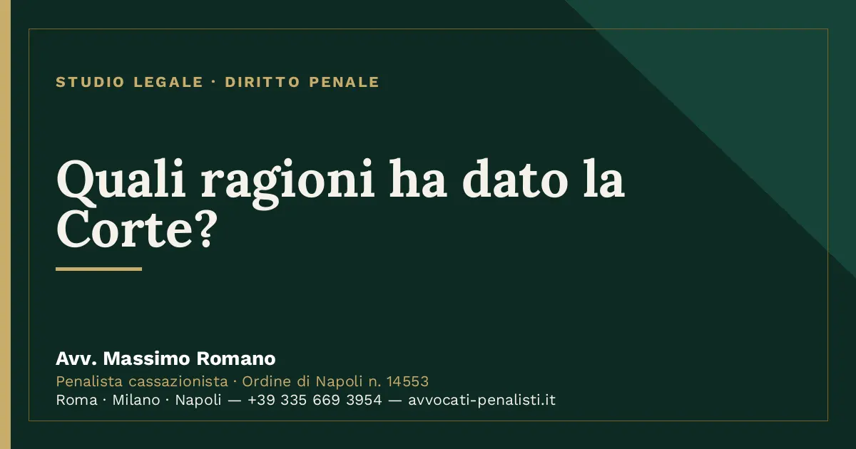 Quali ragioni ha dato la Corte? — scheda dello Studio Legale Avv. Massimo Romano