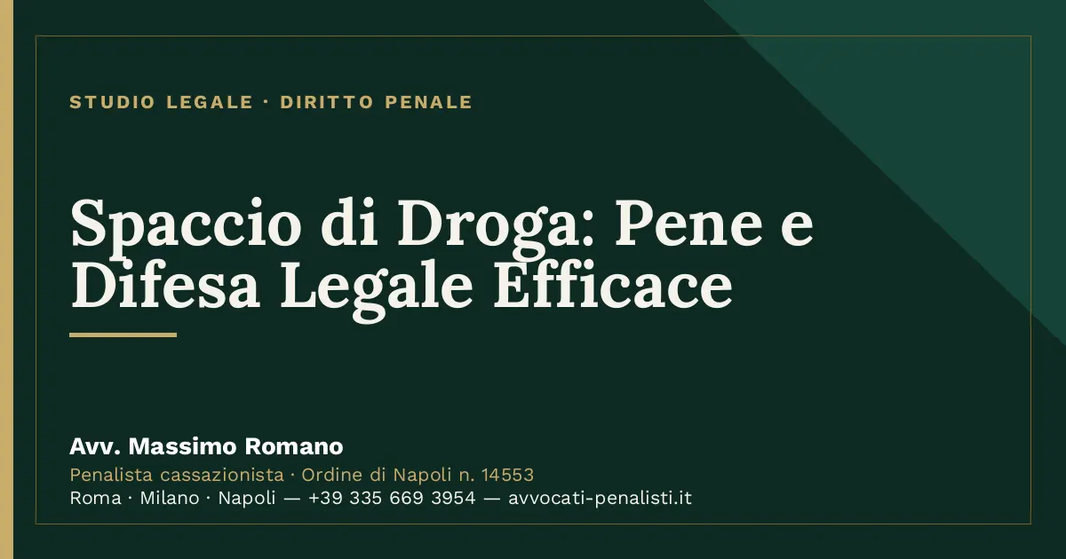 Spaccio di Droga: Pene e Difesa Legale Efficace — scheda dello Studio Legale Avv. Massimo Romano