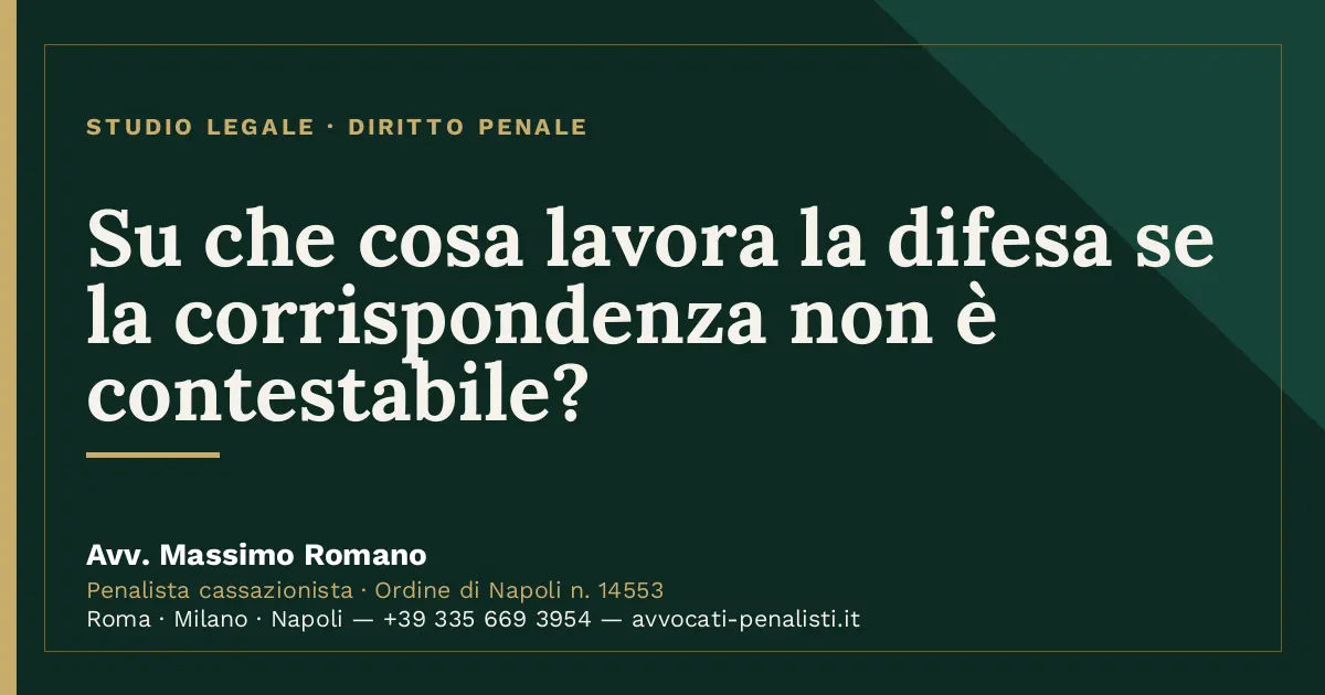 Su che cosa lavora la difesa se la corrispondenza non è contestabile? — scheda dello Studio Legale Avv. Massimo Romano