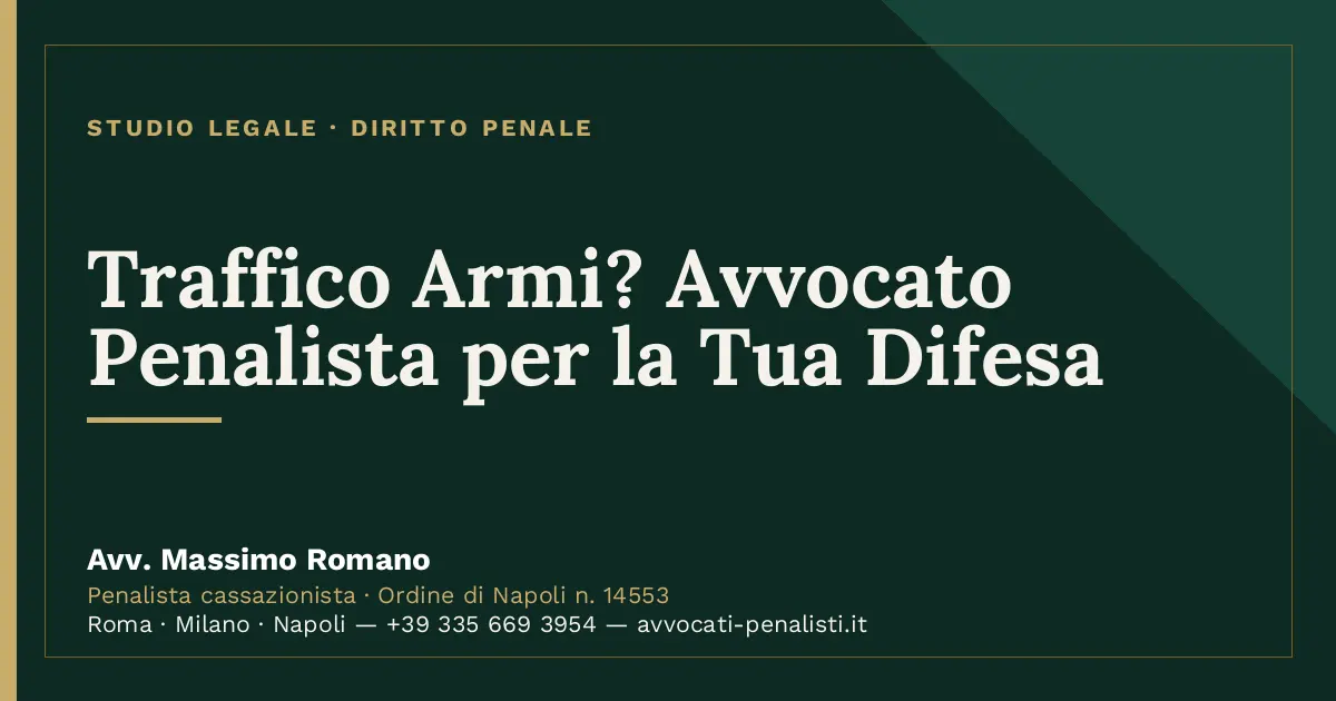 Traffico Armi? Avvocato Penalista per la Tua Difesa — scheda dello Studio Legale Avv. Massimo Romano