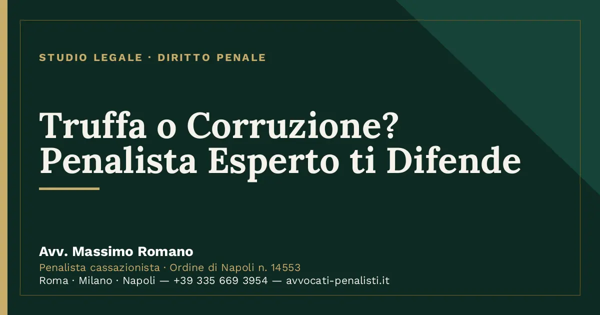 Truffa o Corruzione? Penalista Esperto ti Difende — scheda dello Studio Legale Avv. Massimo Romano
